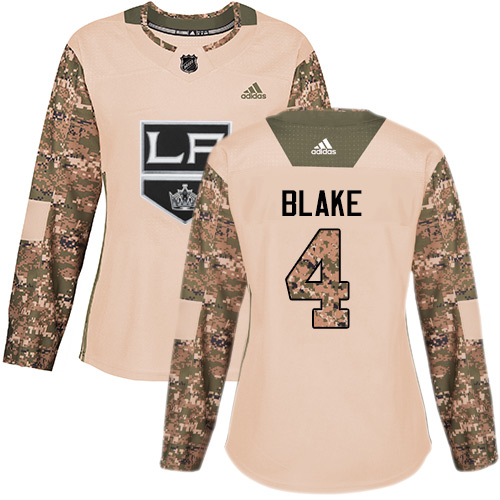 Adidas Kings #4 Rob Blake Camo Authentic Veterans Day Women's Stitched NHL Jersey
